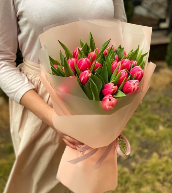 Розовые пионовидные тюльпаны (25 шт)