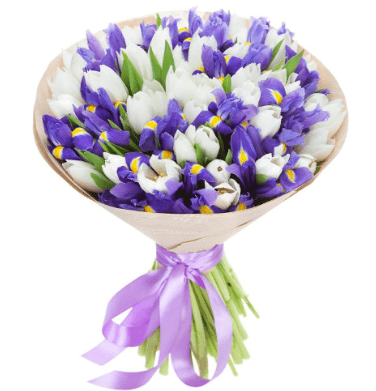 unnamed Букет из белых тюльпанов и ирисов