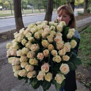 75 кремовых роз