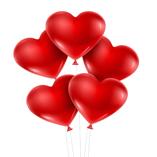 5 красных гелиевых шариков сердечек (12 дюймов)