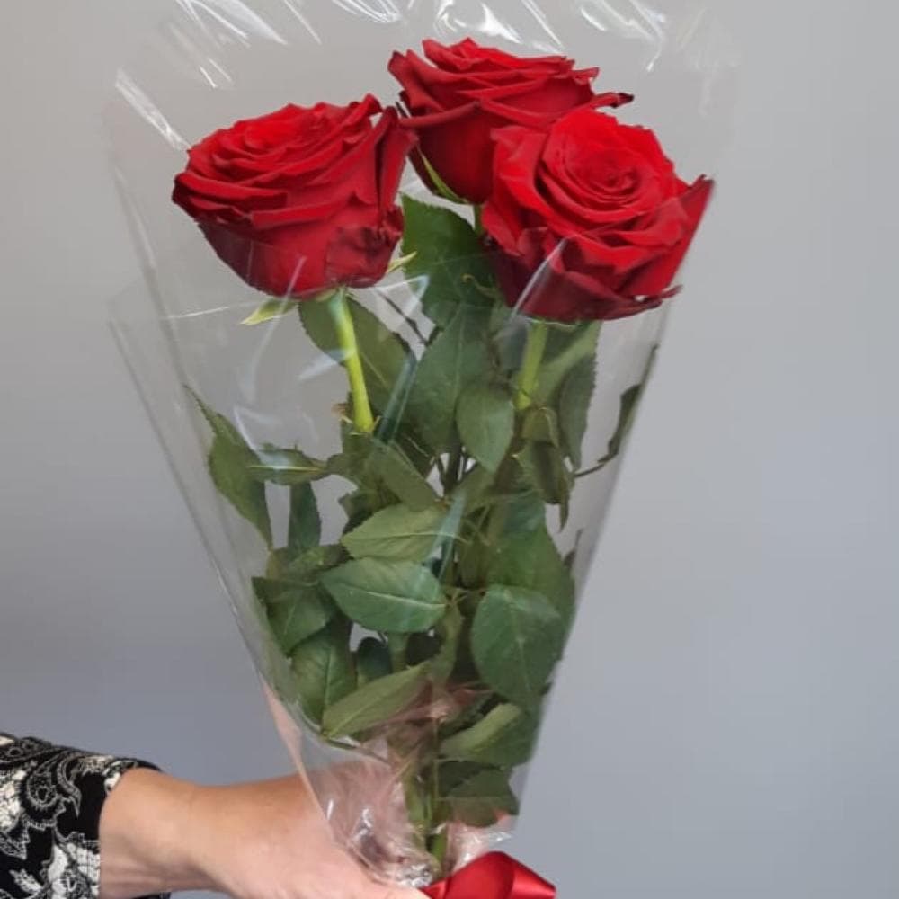 букет из 3 красных роз - Доставкой цветов в Москве! 73694 товаров! Цены от  487 руб. Цветы Тут
