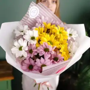 микс хризантем разных цветов
